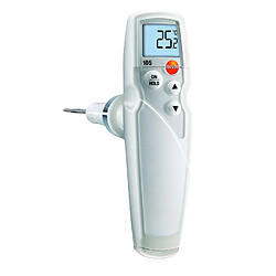 Testo 0563 1051 105 Mitigeur monocommande Thermomètre avec de sonde standard, écran éclairé et classe de protection IP65, clip pour ceinture/support mural et piles