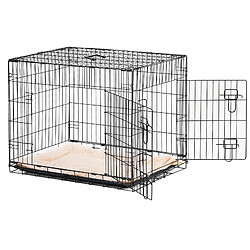 Pawhut Cage caisse de transport pliante pour chien en métal noir 106 x 71 x 76 cm matelas fourni pas cher