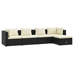 Maison Chic Salon de jardin 5 pcs + coussins - Mobilier/Meubles de jardin - Table et chaises d'extérieur Résine tressée Noir -MN36465