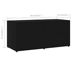 vidaXL Meuble TV Noir 80x34x36 cm Bois d'ingénierie pas cher