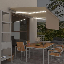 Maison Chic Auvent automatique | Store banne extérieur | Marquise store capteur de vent LED 4,5x3 m Crème -MN22095