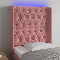 Maison Chic Tête de lit scandinave à LED,meuble de chambre Rose 83x16x118/128 cm Velours -MN22368