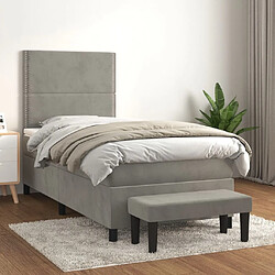 Maison Chic Structures de lit + matelas,Lit à sommier tapissier et matelas pour Chambre Gris clair 80x200 cm Velours -MN12343