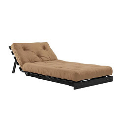 Acheter Inside 75 Fauteuil convertible futon ROOTS pin laqué noir matelas 90 x 200 cm coloris moka