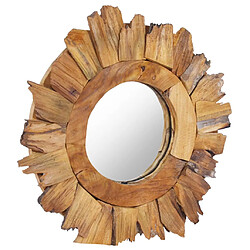 Decoshop26 Miroir mural 40 cm Teck rond motif de pétales bois DEC022826