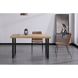 Acheter Pegane Table à manger rectangulaire en bois coloris chêne clair / pieds noir - Longueur 140 x profondeur 80 x hauteur 76 cm