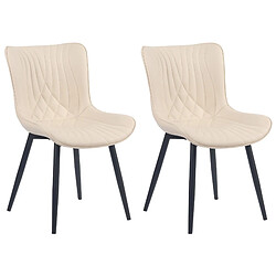 Decoshop26 Set de 2 chaises de salle à manger design moderne en PVC crème et métal noir 10_0001671