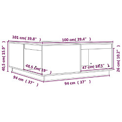 vidaXL Table basse 100x101x40,5 cm Bois massif de pin pas cher