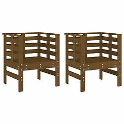 Maison Chic Lot de 2 Chaises de jardin,Fauteuil d'extérieur marron miel 61,5x53x71 cm pin massif -MN53267