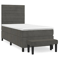 Maison Chic Lit Adulte - Lit simple Lit à sommier tapissier et matelas moelleux - Meuble de Chambre - Gris foncé 80x200 cm Velours -MN74146