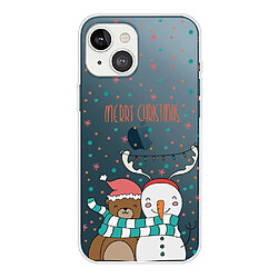 Coque en TPU antichoc, motif de Noël, antichute pour votre iPhone 14 Plus - Bonhomme de neige et ours