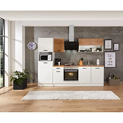 Avis Cuisine complete PREGO - L 263 cm - Décor Blanc et Chene - Plan de travail 203 cm inclus