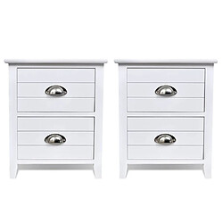 Avis Helloshop26 Table de nuit chevet commode armoire meuble chambre 2 pcs avec 2 tiroirs blanc 1402121