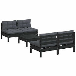 Avis Maison Chic Salon de jardin 5 pcs + coussins - Mobilier/Meubles de jardin - Table et chaises d'extérieur anthracite Bois de pin -MN18961