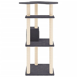 Helloshop26 Arbre à chat meuble tour grimper jouet grattage grattoir escalade plateforme avec griffoirs en sisal foncé 123 cm gris 02_0022651