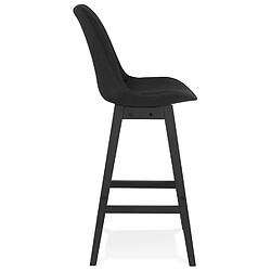 Avis Alterego Tabouret de bar design 'TERESA' en tissu noir et pieds en bois noir