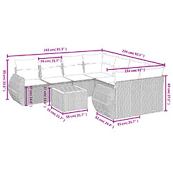 Avis Maison Chic Ensemble Tables et chaises d'extérieur 9 pcs avec coussins,Salon de jardin noir résine tressée -GKD713167