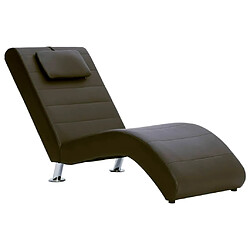 vidaXL Chaise longue avec coussin Marron Similicuir