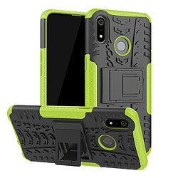 Wewoo Coque Pour OPPO Realme 3 Texture de pneu TPU antichoc + PC Housse de protection avec support vert