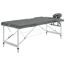 vidaXL Table de massage 3 zones Cadre en aluminium Anthracite 186x68cm