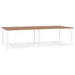 Alterego Double bureau bench / table de réunion 'AMADEUS' en bois finition Noyer et métal blanc - 280x140 cm