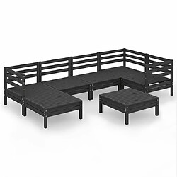 Maison Chic Salon de jardin 7 pcs - Table et chaises d'extérieur - Mobilier/Meubles de jardin Moderne Bois de pin massif Noir -MN31861