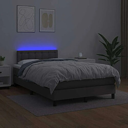 Avis Maison Chic Lit adulte- Lit + matelas + LED,Sommier à lattes de lit matelas LED gris 120x190 cm similicuir -GKD15528