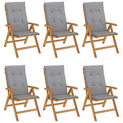 Maison Chic lot de 6 Chaises Relax de jardin inclinables et coussins bois teck -GKD47135