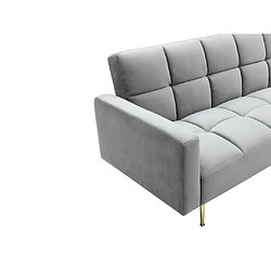 Vente-Unique Canapé d'angle convertible réversible clic-clac en velours gris NIETO pas cher