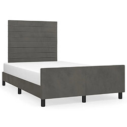 Maison Chic Lit adulte - Cadre Structure de lit avec tête de lit Contemporain Gris foncé 120x200 cm Velours -MN21153