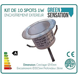 Avis Desineo Kit de 10 spots à encastrer extérieur blanc froid (10 x 1W) avec transformateur