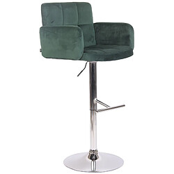 Decoshop26 Tabouret de bar pivotant en velours vert et métal chromé avec accoudoirs repose-pieds et dossier TDB10643