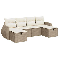 vidaXL Salon de jardin avec coussins 6 pcs beige résine tressée