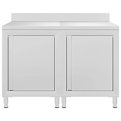 Avis Helloshop26 Table de travail commerciale avec armoire 120 x 60 x 96 cm acier inoxydable 02_0001900