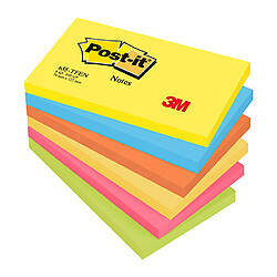 Notes repositionnables couleurs "Energie" Post-it 76 x 127 mm - Bloc de 100 feuilles - Lot de 12