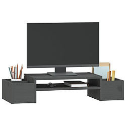 Avis vidaXL Support de moniteur Gris 70x27,5x15 cm Bois de pin solide