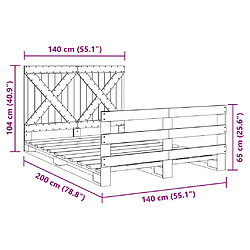 Vidaxl Cadre de lit avec tête de lit 140x200 cm bois de pin massif pas cher