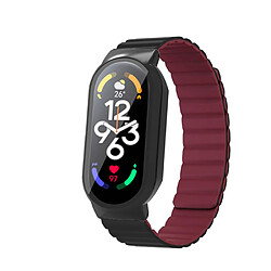 Bracelet en silicone magnétique pour votre Xiaomi Mi Band 7/7 NFC - noir/rouge vin