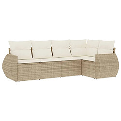 Maison Chic Salon de jardin avec coussins 5 pcs | Ensemble de Table et chaises | Mobilier d'Extérieur beige résine tressée -GKD39364