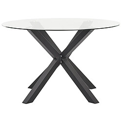 Beliani Table de jardin ronde d 120 cm avec plateau en verre noir MALETTO