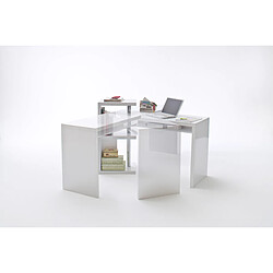 Pegane Bureau plateau pivotant coloris laqué blanc brillant - L145 x H94 x P50 cm