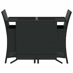 Acheter Maison Chic Ensemble de bistro 3 pcs avec coussins,Table + chaises + coussins de jardin noir résine tressée -GKD677609