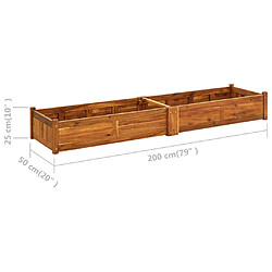 vidaXL Lit surélevé de jardin Bois d'acacia 200x50x25 cm pas cher