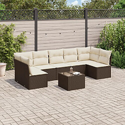 vidaXL Salon de jardin 8 pcs avec coussins marron résine tressée