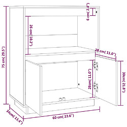 vidaXL Buffet Noir 60x34x75 cm Bois massif de pin pas cher