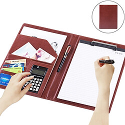 Wewoo Porte-documents en cuir de style professionnel avec bloc-notes et calculatrice A4 de 30 pages (brun clair)