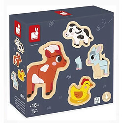 Juratoys-Janod Puzzle Ferme - 4 puzzles evolutifs