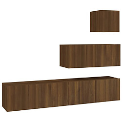 Maison Chic Ensemble de meubles TV 4 pcs | Banc TV Moderne pour salon | Meuble de Rangement - Chêne marron Bois d'ingénierie -MN59851