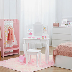 Avis Coiffeuse enfant table de maquillage avec miroir et tabouret blanche Fantasy Fields TD-13366D