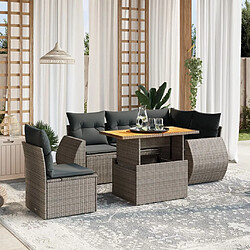 vidaXL Salon de jardin 6 pcs avec coussins gris résine tressée